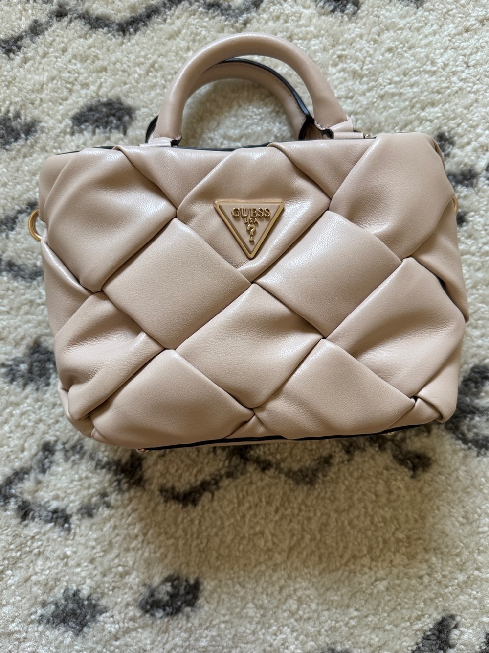 Guess Quilted Satchel in Blush